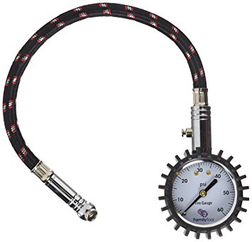 Premium Tire Pressure Gauge, with Air Bleeder and Rubber Hose with 360 deg Swivel Chuk, Best to Check Cars, Motorcycles, RVs, ATVs and Truck Tires, Large Dial 60 psi for Easy and Accurate Reading