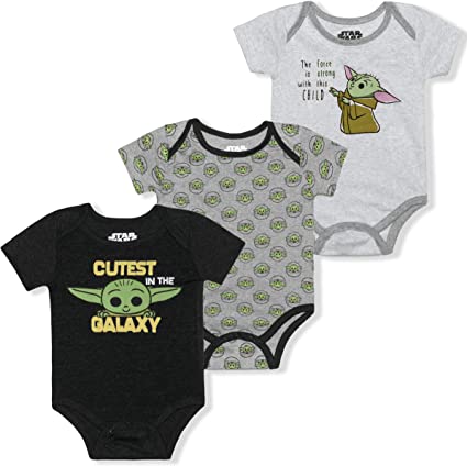 Lucasfilm Star Wars Boy's 3-Piece Baby Yoda Creepers Set