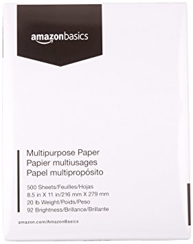 AmazonBasics 92 Bright Multipurpose Copy Paper - 8.5 x 11 Inches, 1 Ream (500 Sheets)