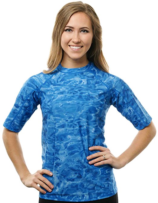 Aqua Design Women UPF 50  Short Sleeve Loose Fit Rash Guard Swim Surf Shirt