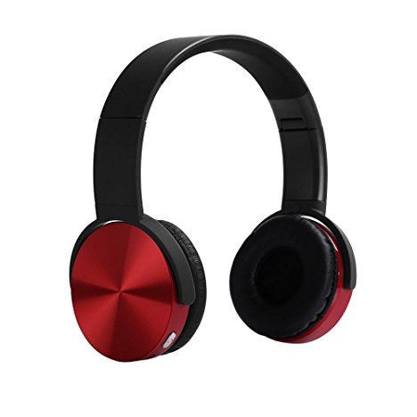 YHhao Wired / Wireless Over-Ear Headphones, Noise Canceling Headsets, Foldable Headsets with Volume Control, Built-in Mic for PC, Computer, Laptop, iPhone, Android Smartphone, etc - Red