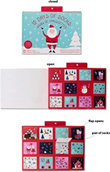 Gertex Ladies Sock Advent Calendar | 12 Pairs of Holiday Socks | Size 9-11
