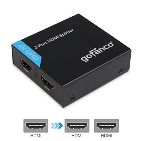 gofanco HDMI Splitter 4K 2 Port HDMI to HDMI 1 in 2 out HDMI Signal Distributor with 4 EDID MODES, Supports up to Ultra HD 4K @30Hz,3D, Compliant with HDMI 2.0, HDCP 1.4