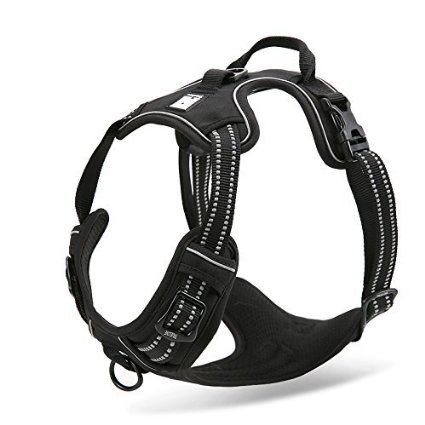 Chai's Choice Best Front Range Dog Harness. 3M Reflective Outdoor Adventure Pet Vest with Handle and Two Leash Attachments. *Caution* Please Use Sizing Chart in Images at Left for Best Fit *Matching Chai's Choice Front Range Leash Now Available!