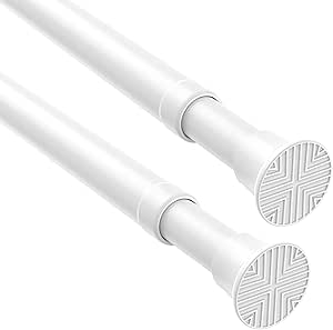 AIZESI Tension Rods 18-36 inch，2Pcs Adjustable Tension Rod Black Curtain Tension Rod No Drilling Small Tension Rod Spring Tension Curtain Rod Expandable Curtain Rod