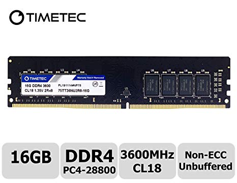 Timetec Hynix IC CJR 16GB DDR4 3600MHz PC4-28800 Unbuffered Non-ECC 1.35V CL18 288 Pin UDIMM Desktop Memory RAM Module Upgrade (16GB)