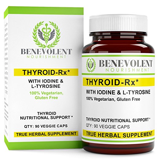 Thyroid Support Supplement - Complete With Iodine, L-Tyrosine, Vitamin B5 & Piperine to Get Maximum Benefits. 100% Vegetarian and Gluten Free 90 Veggie Caps