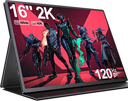 UPERFECT 2K 120Hz Portable Gaming Monitor, 16" 2560x1600 QHD Portable Monitor 500 Nits HDR FreeSync Laptop Monitor w/VESA & Smart Case Matte IPS Eye Care External Second Screen for Switch, Xbox, PS5