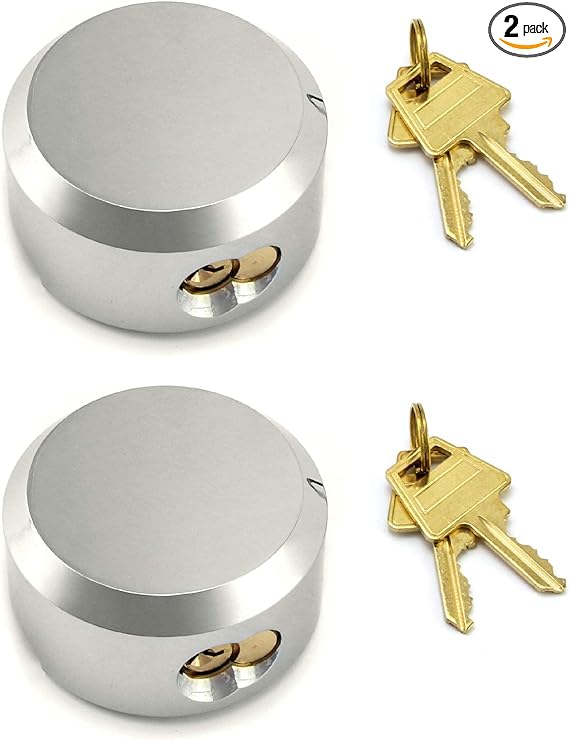 QWORK Hockey Puck Lock, 2-7/8" Trailer Door Lock, Keyed Differently, 2 Pieces