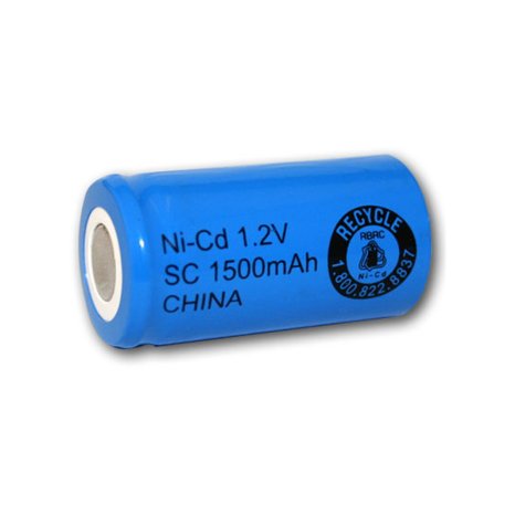 SubC Cell 1500mAh NiCd 1.2V Flat Top Rechargeable Battery