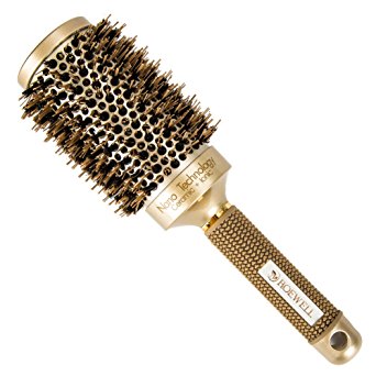 Roewell Thermal Geramic Ionic Round Barrel Anti-Static Hair Brush with Boar Bristle, Professional Brush for Protecting Hair, Adding Hair Shine, For Hair Drying, Styling, Curling