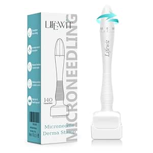 Lifewit Adjustable Microneedling Derma Stamp, Derma Roller Alternative, Reusable Microneedle pen with Needle Cover, Skin Care Tools for Face Body, Hair Beard Growth