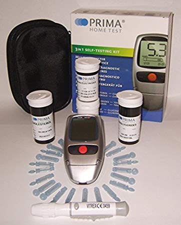 Prima Home Test 3 in 1 Cholesterol,Triglycerides,Glucose Complete Self Testing Kit by Prima