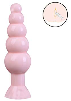 Pure Silicone Anal Beads - Suction Cup Butt Plug 5 Beads Prostate Massaging with Adsorbable Bottom