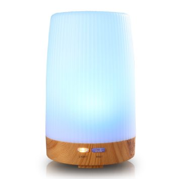 Essential Oil Diffuser WinTech Wood Grain Ultrasonic Aromatherapy Oil Diffuser Cool Mist Aroma Humidifier With Color LED Lights Changing for Home Yoga Office Spa BedroomBaby Room