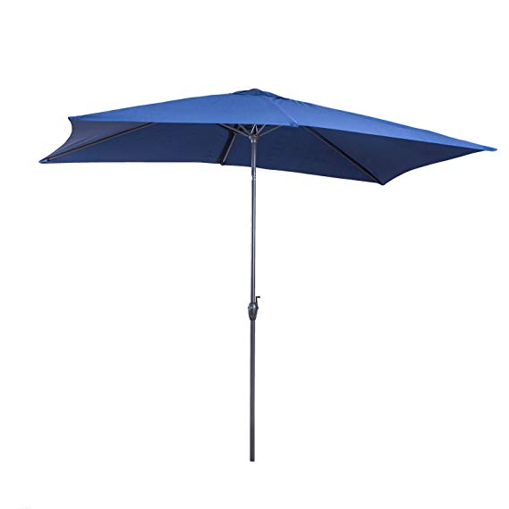 3m x 2m Aluminium Wind up Garden Parasol Sun Shade Patio Outdoor Umbrella - Choice of Colours (Blue)