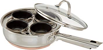 4 Cup Copper Impact Bonding Egg Poacher W/Nonstick Egg Cups for Perfectly Poached Eggs Brunch and Breakfast