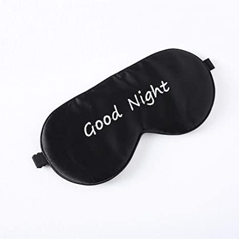 Tim&Tina Silk Sleep Mask Comfortable Blindfold Eye mask Adjustable (Black (Good Night))