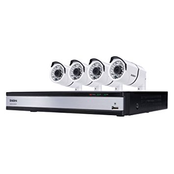 Uniden UDVR45x4 720p HD DVR Video Security System 4 Channel x 4 Camera 1TB HDD, Night Vision - White