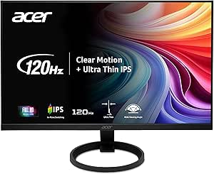 acer R240Y G0bi 23.8" IPS Full HD (1920 x 1080) Ultra-Thin Gaming Office Monitor | Adaptive-Sync Support (FreeSync Compatible) | Up to 120Hz Refresh | 1ms (VRB) | 99% sRGB | Tilt | HDMI & VGA Ports