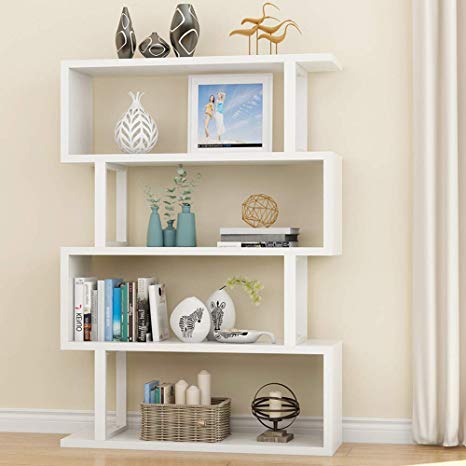 Tribesigns 4 Shelf Bookshelf Modern Bookcase Display Shelf Storage Organizer for Living Room, Home Office, Bedroom (White)
