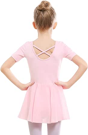 Stelle Ballet Leotards for Girls Dance Leotard with Skirt Toddler Activewear Dresses Criss-Cross Bow Back (Little/Big Kid)