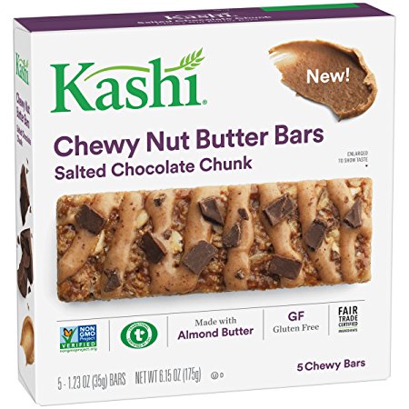 Kashi Salted Chocolate Chunk Chewy Granola Nut Butter Bars, 6.2 Ounce