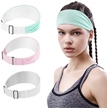 VBIGER Workout Headbands for Women - 3 Pack Sweatbands Sports Headband Athletic Headbands for Running Cycling Yoga Basketball Elastic