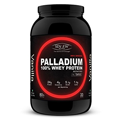 Sinew Nutrition Palladium 100% Whey Protein Concentrate Powder 1 Kg / 2.2 Lbs (33 Servings) Vanilla