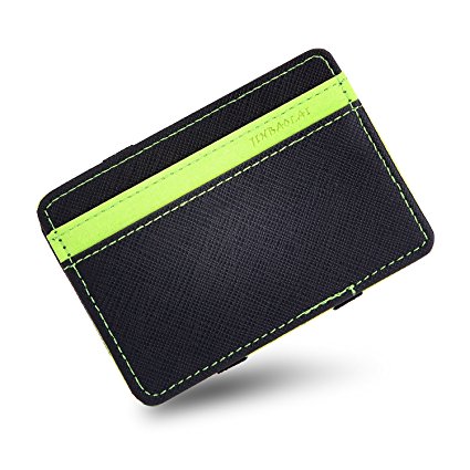 MPTECK @ Magic Wallet Green PU Leather Bifold Money Clip Card Holder Credit Card Cover Case for men and women