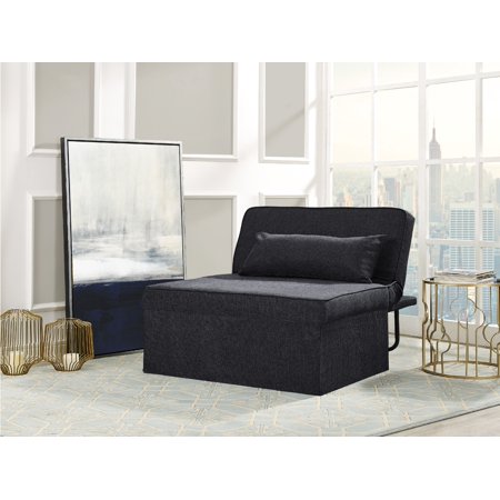 Relax A Lounger Myles Otto-Kube Convertible Ottoman Upholstered Fabric, Charcoal