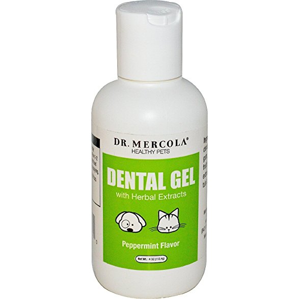 Dr. Mercola Dental Gel for Pets - With Herbal Extracts - Peppermint Flavor - 100% Natural - Plant Based Contains 8 Essential Oils - 4 oz