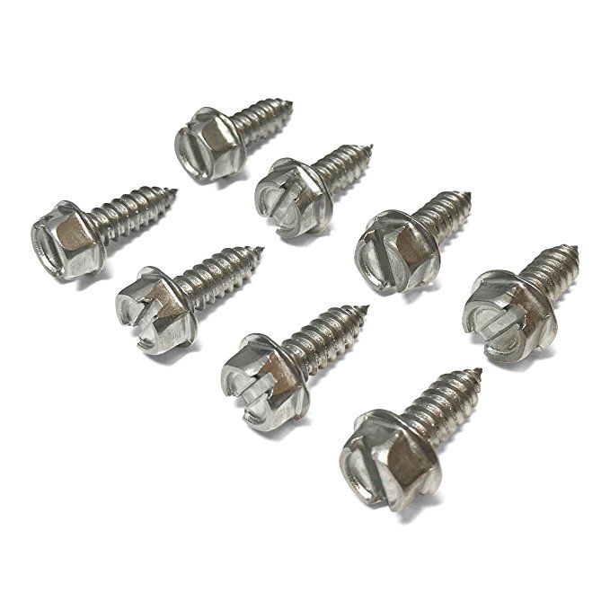 Revolution Car Badges Stainless License Plate Screws for Fastening License Plates, Frames, and Covers on American Cars and Trucks (Stainless Steel)