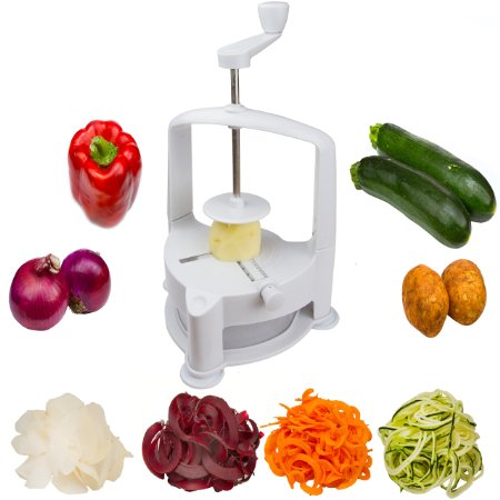 Brieftons Vertico Spiralizer: Vegetable Spiral Slicer, Fresh Veggie Spaghetti & Pasta Maker for Low Carb Healthy Vegetable Meals