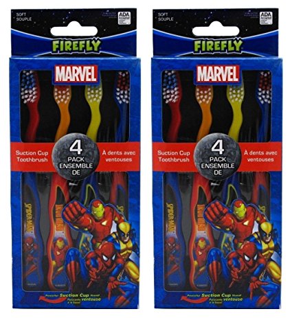 Dr. Fresh Marvel Heroes Standing Toothbrush, 4 Count (Pack of 2) Total 8 Toothbrushes