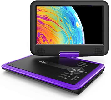 ieGeek 11.5" Portable DVD Player with SD Card/USB Port, 5 Hour Rechargeable Battery, 9.5" Eye-protective Screen, Support AV-IN/OUT, Region Free, Purple