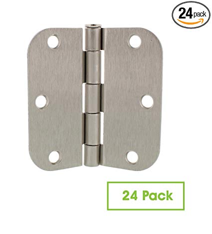 7Penn Satin Nickel Door Hinges Interior Door Hinge 24-Pack 3.5” Inch with 5/8” Inch Radius Rounded Corners