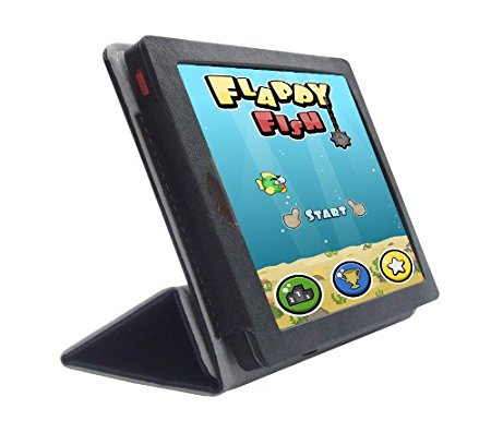 iShoppingdeals - for Kobo Arc 10 HD K110 Tablet PU Leather Folio Smart Cover Case, Black