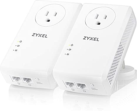 Zyxel Pass-Thru Ethernet Adapter AV2000 Powerline 2-Port Gigabit 2-Pack PLA5456KIT
