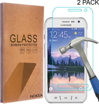 [2 Pack] Samsung Galaxy S6 Active Screen Protector, NOKEA [Tempered Glass] with [9H Hardness] [Crystal Clear] [Easy Bubble-Free Installation] [Scratch Resist] (for Galaxy S6 Active)