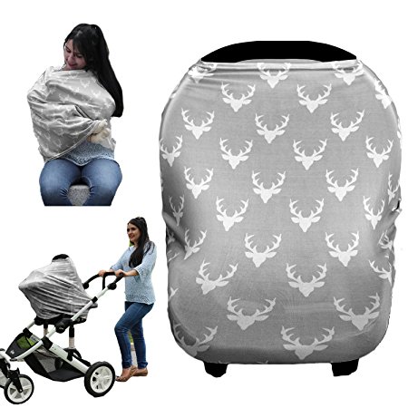 Silky Multipurpose Baby Car Seat Cover Canopy Nursing Covers And Breastfeeding Cover (deer)