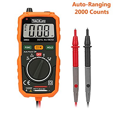 Tacklife DM04 Pocket Digital Multimeter Auto Ranging Multi Tester with Non Contact Voltage Detection DC/ AC Voltage & Current, Resistance,Connectivity Test