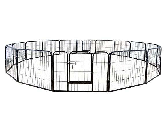 TMS 24" Tall 16 Panels Metal Pet Dog Puppy Cat Exercise Fence Barrier Playpen Kennel