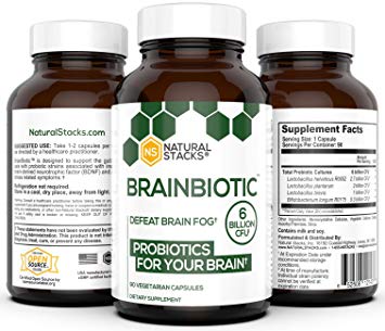 Natural Stacks: BrainBiotic - Brain Supplement - Gut-Brain Axis Optimizer - Contains Probiotics For Brain Health - Promotes Digestive Health - Enhances Memory Function - Stress Relief - 3 Month Supply