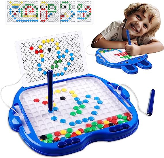 Rdfmy Magnetic Drawing Board for Kids,Montessori Doodle Board with 2 Pens and Beads for Toddlers,Magnetic Dot Art Educational Toys,Outdoor Travel Toys for 3 4 5 6 Year Old Boys Girls