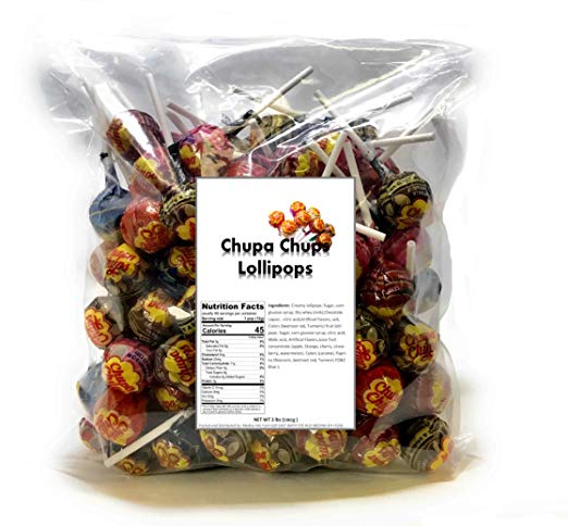 Chupa Chups Lollipops Original Assorted Flavors, 3 LB Bag bulk candy individually wrapped