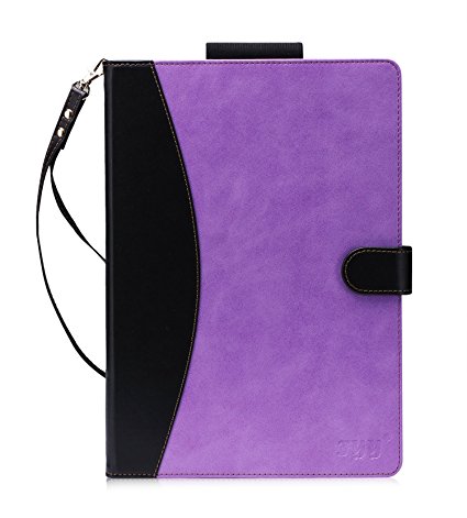 iPad Pro 10.5 Case-FYY (with Long Apple Pencile Holder and Auto Sleep Wake Function) Premium Folio Leather Case for iPad Pro 10.5 inch 2017 released Tablet Purple & Black