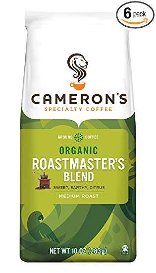 Cameron's Coffee Roasted Ground Coffee Bag, Organic Roastmaster's Blend, 10 Ounce (Pack of 6)