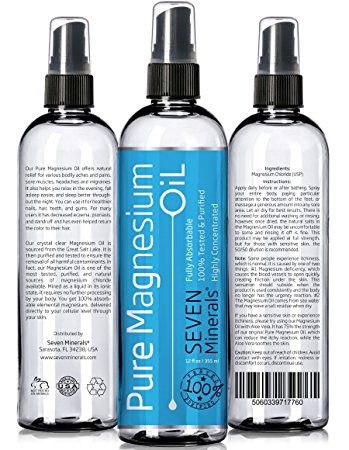 USP Grade MAGNESIUM OIL - BIG 12 oz - FREE eBook - Made in USA - SEE RESULTS OR - Best Cure for better Sleep, Leg Cramps, Restless Legs, Headaches, Migraines and more!