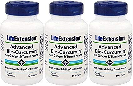 Life Extension Advanced Bio-curcumin w/ Ginger & Turmerones 30 Softgels (3 Pack)